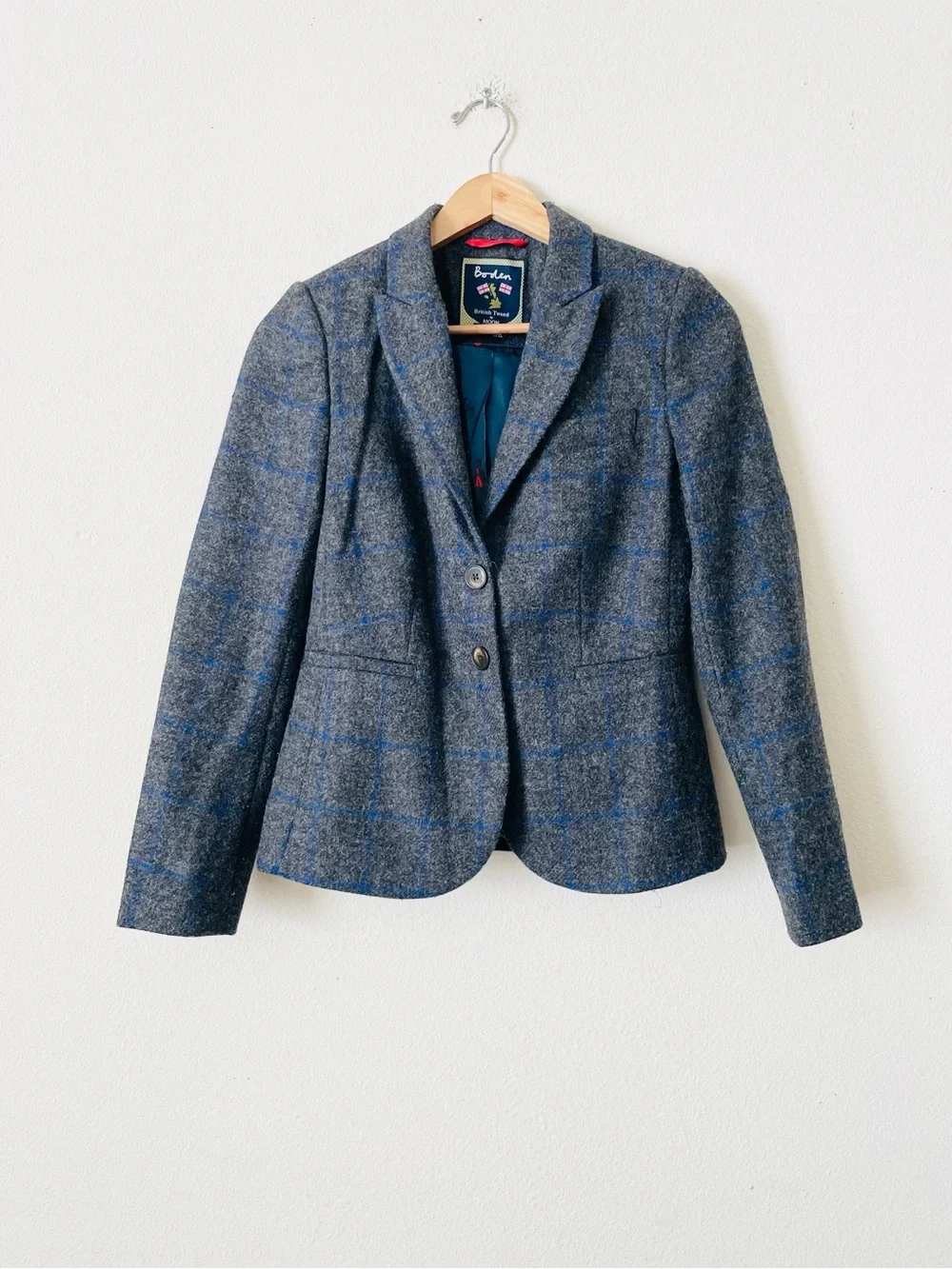 Boden Kids SIZE 6R British Tweed blazer jacket in grey